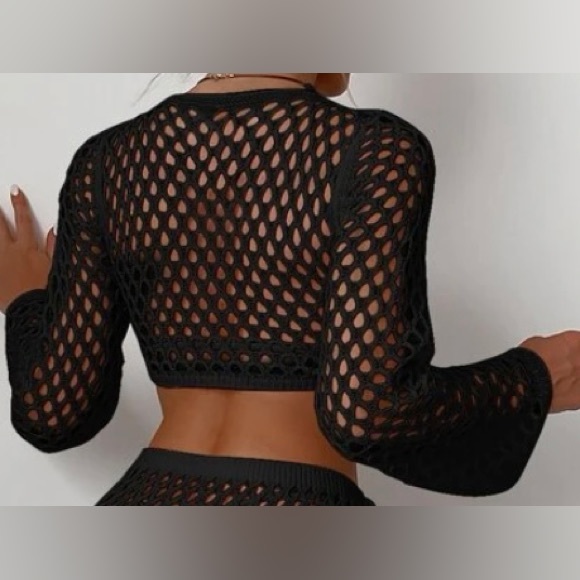 Crochet Black Knit Top - Picture 2 of 2